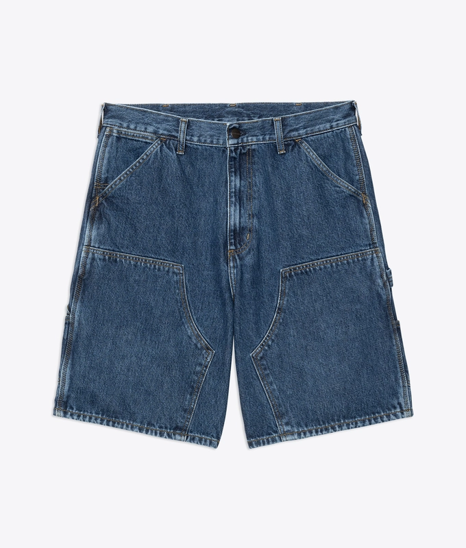 STONE WASHED DOUBLE KNEE SHORT