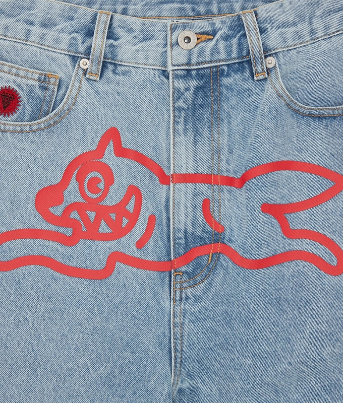 HEAVY WASHED RUNNING DOG DENIM SHORT