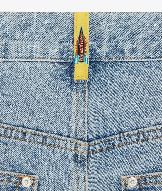 HEAVY WASHED RUNNING DOG DENIM SHORT