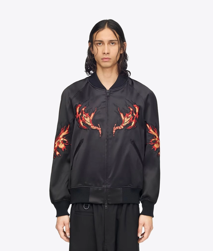 EMBROIDERED GRAPHIC SATIN SOUVENIR JACKET