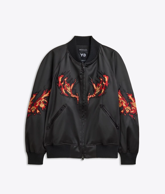 EMBROIDERED GRAPHIC SATIN SOUVENIR JACKET