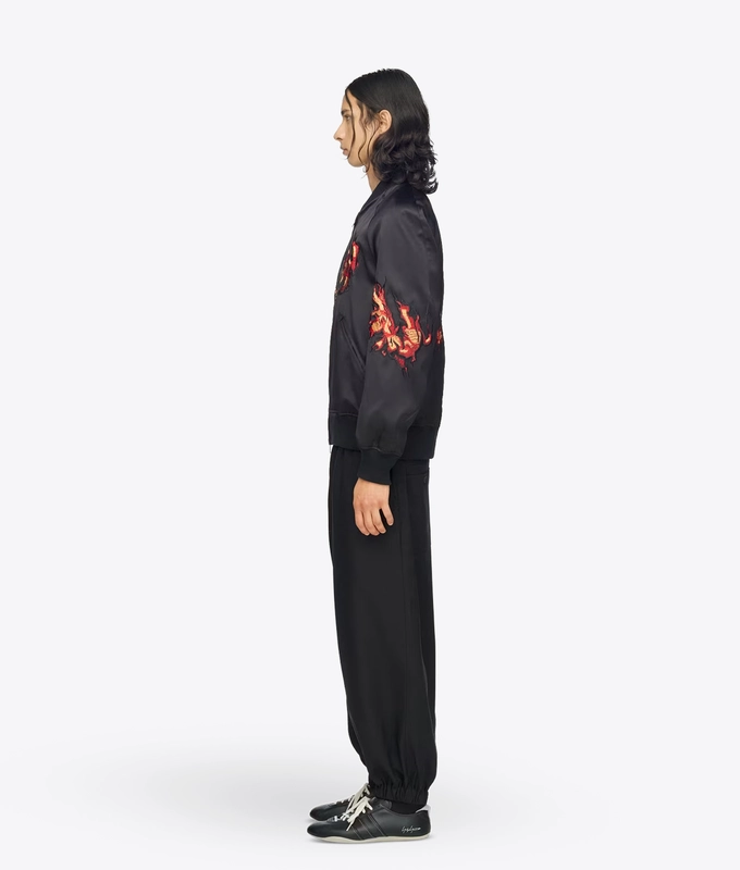 EMBROIDERED GRAPHIC SATIN SOUVENIR JACKET