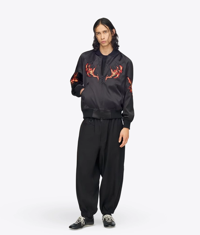 EMBROIDERED GRAPHIC SATIN SOUVENIR JACKET