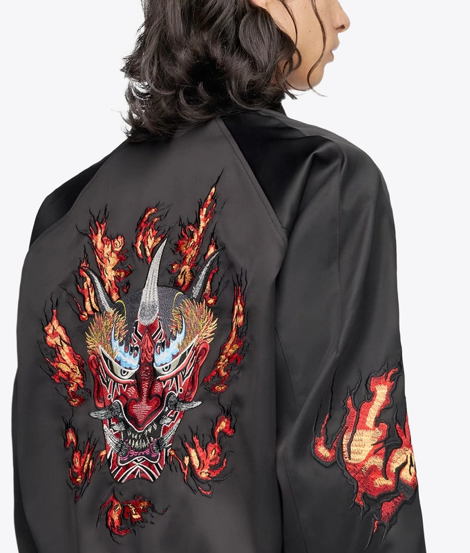 EMBROIDERED GRAPHIC SATIN SOUVENIR JACKET
