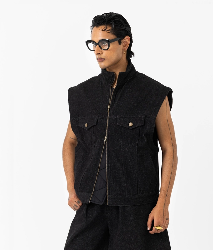 Sleeveless Boxy Jacket