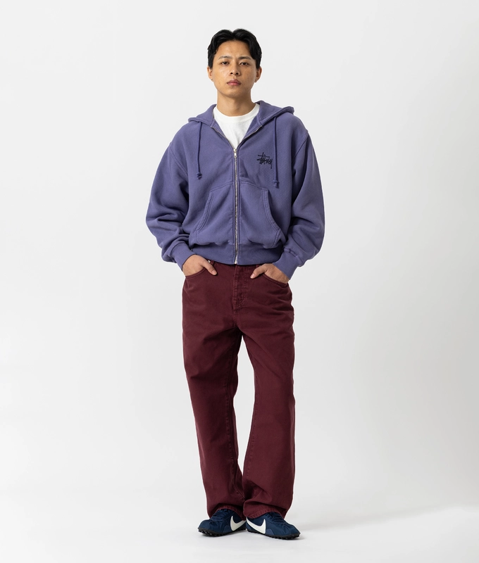 PIGMENT DYED FRONT OPEN FLEECE HOODIE