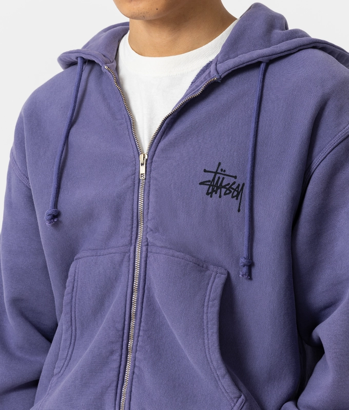 PIGMENT DYED FRONT OPEN FLEECE HOODIE