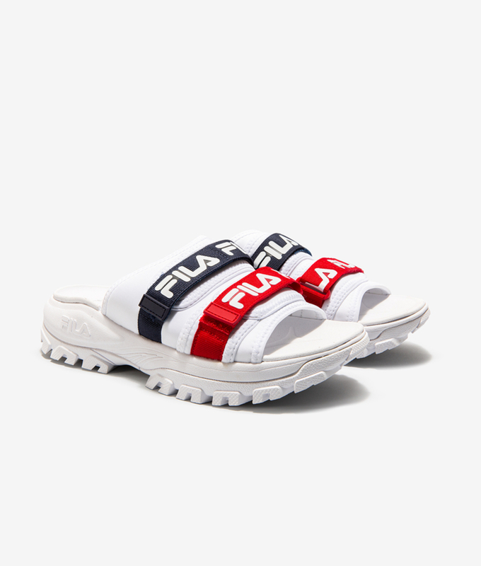 OUTDOOR SLIDE W 'WHT/FLA NVY'