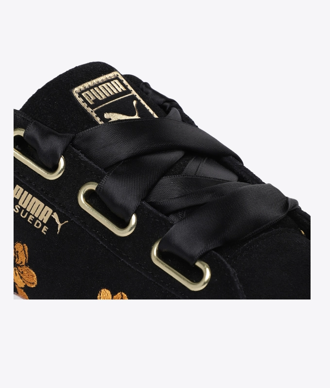 Suede Heart Floral Wn's 'Puma Black-Bright Marigold'