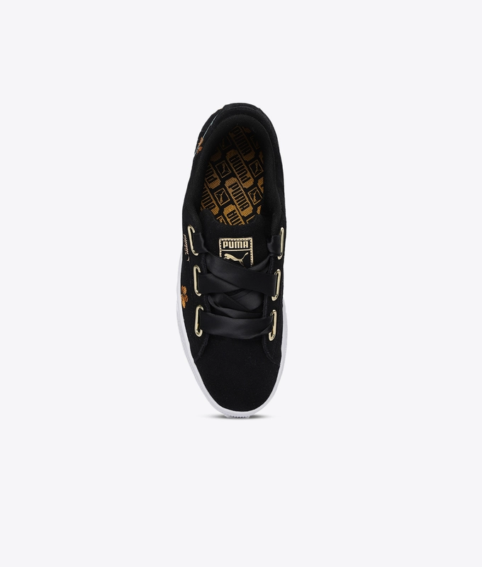 Suede Heart Floral Wn's 'Puma Black-Bright Marigold'