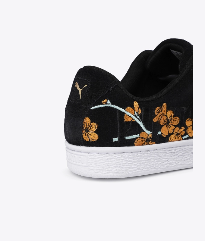 Suede Heart Floral Wn's 'Puma Black-Bright Marigold'