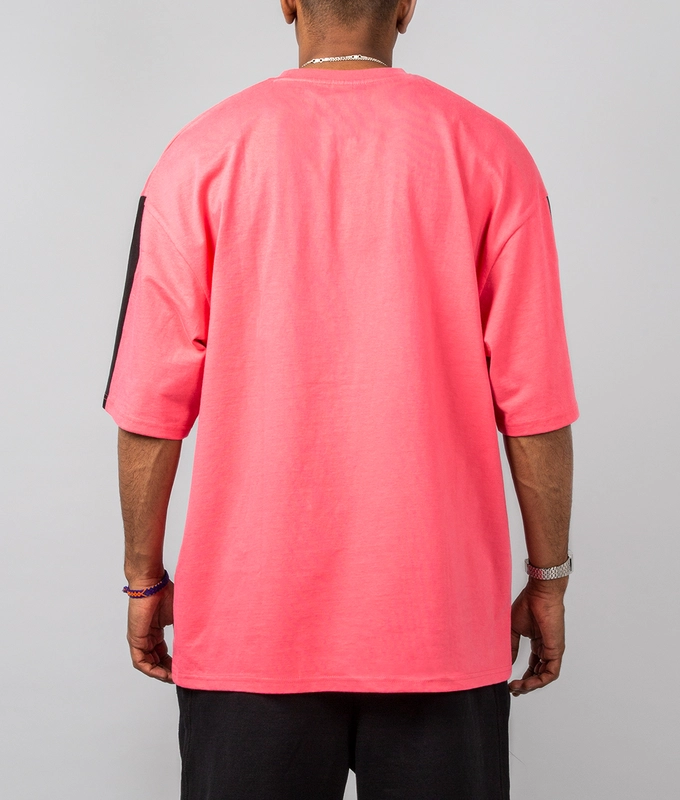 SLEEVE PANEL EMBROIDERED T-SHIRT 'PINK'