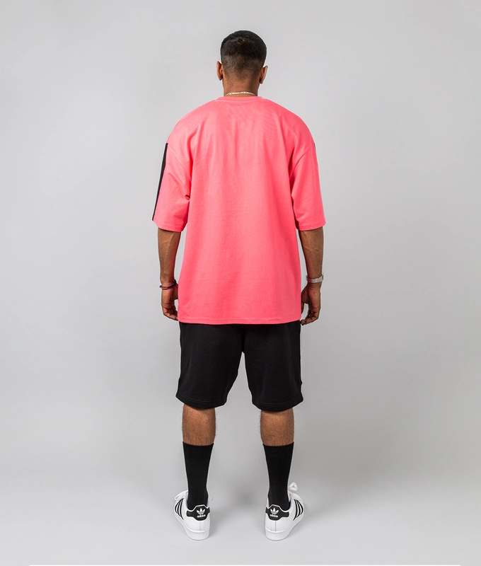 SLEEVE PANEL EMBROIDERED T-SHIRT 'PINK'