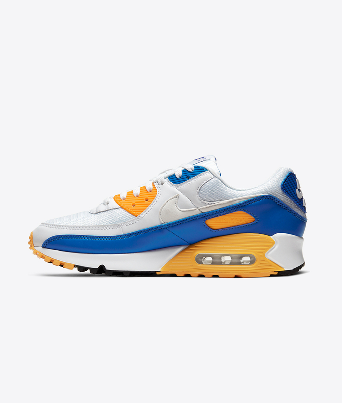 AIR MAX 90 'WHITE/WHITE-VARSITY MAIZE-VARSITY ROYAL'