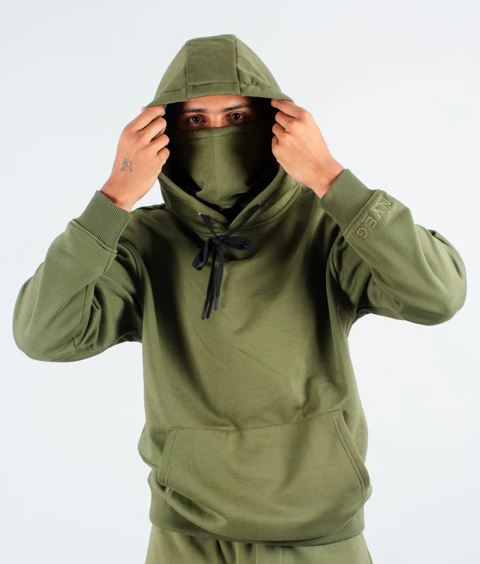 VegNonVeg Essential Snood Hoodie 'OLIVE'