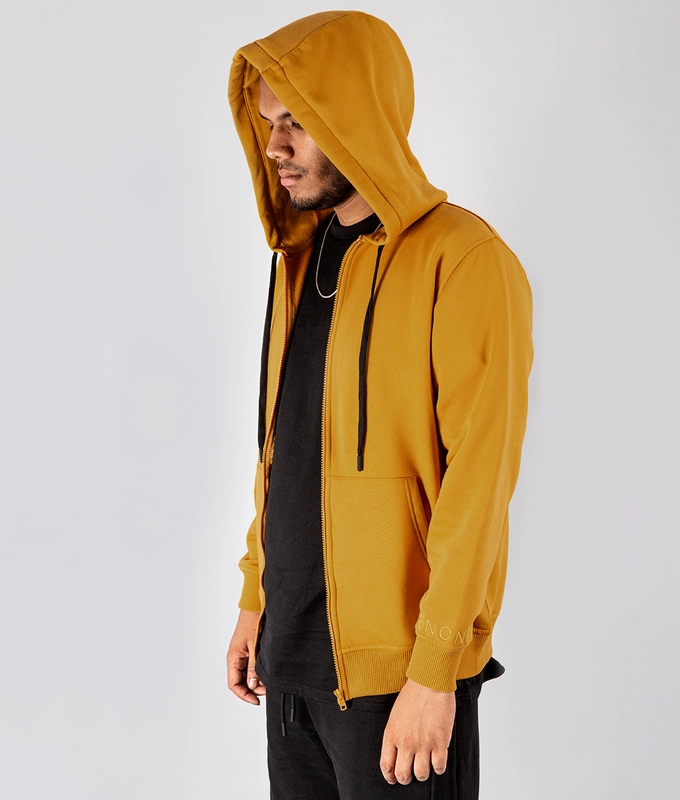 VegNonVeg Front Open Snood Hoodie 'MUSTARD'