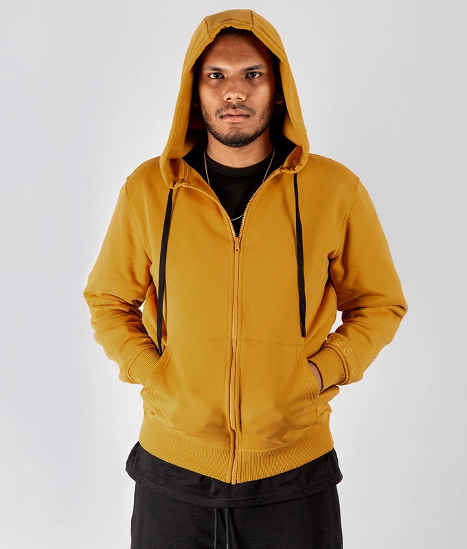 VegNonVeg Front Open Snood Hoodie 'MUSTARD'