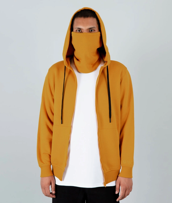 VegNonVeg Front Open Snood Hoodie 'MUSTARD'
