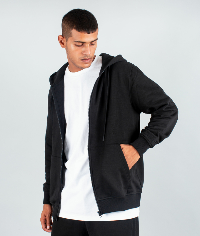 VegNonVeg Front Open Snood Hoodie 'BLACK'