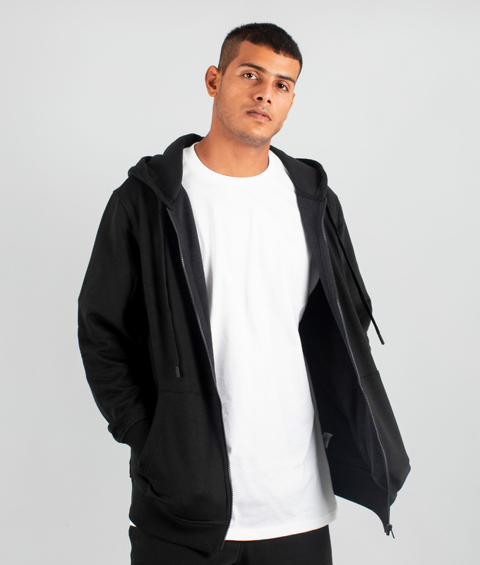 VegNonVeg Front Open Snood Hoodie 'BLACK'