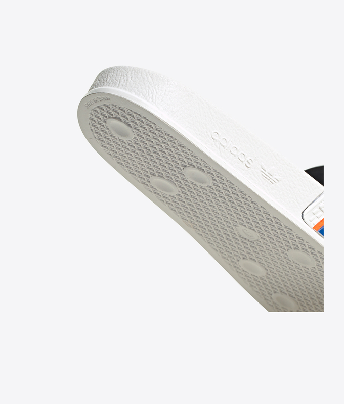 ADILETTE 'CLOUD WHITE / BLUE / SOLAR RED''