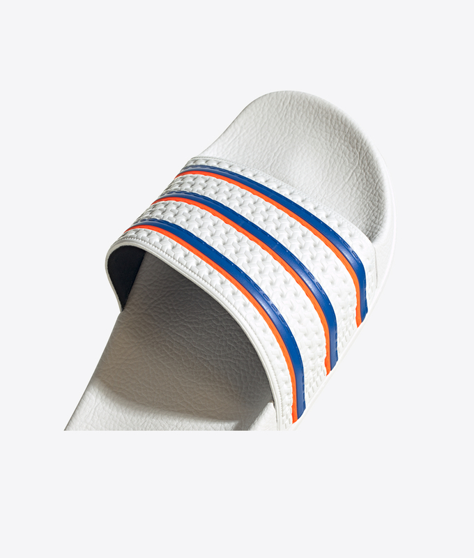 ADILETTE 'CLOUD WHITE / BLUE / SOLAR RED''