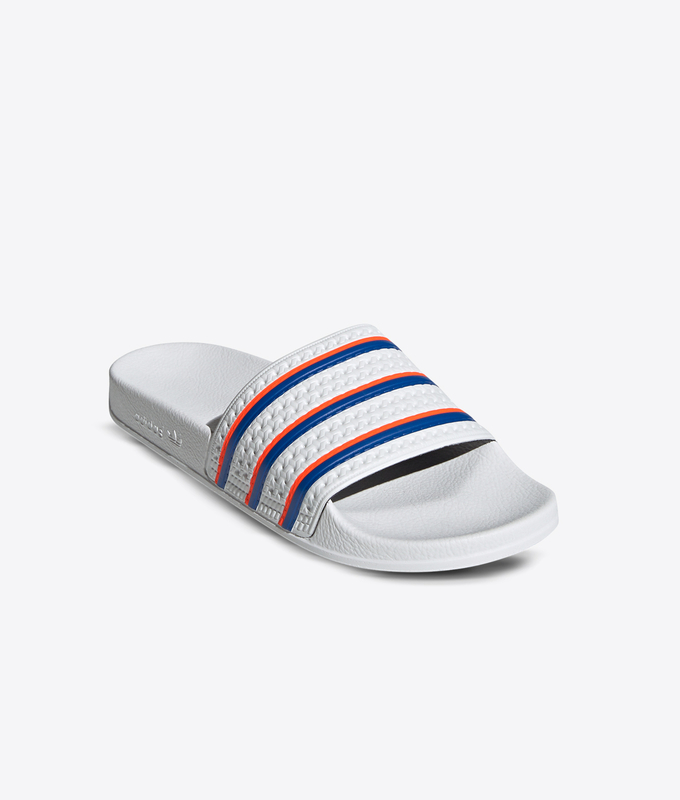 ADILETTE 'CLOUD WHITE / BLUE / SOLAR RED''