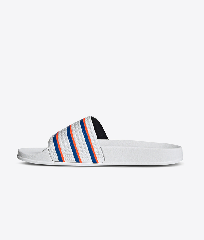 ADILETTE 'CLOUD WHITE / BLUE / SOLAR RED''