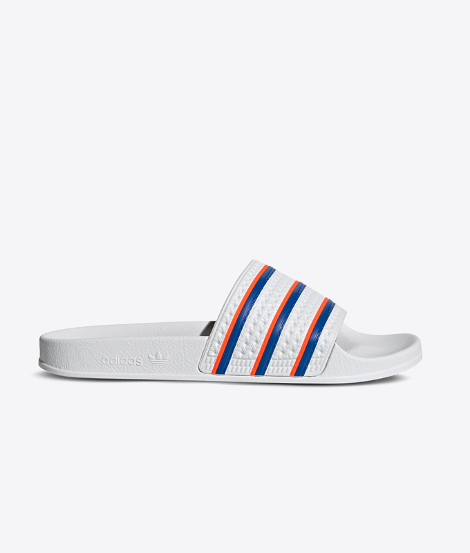 ADILETTE 'CLOUD WHITE / BLUE / SOLAR RED''