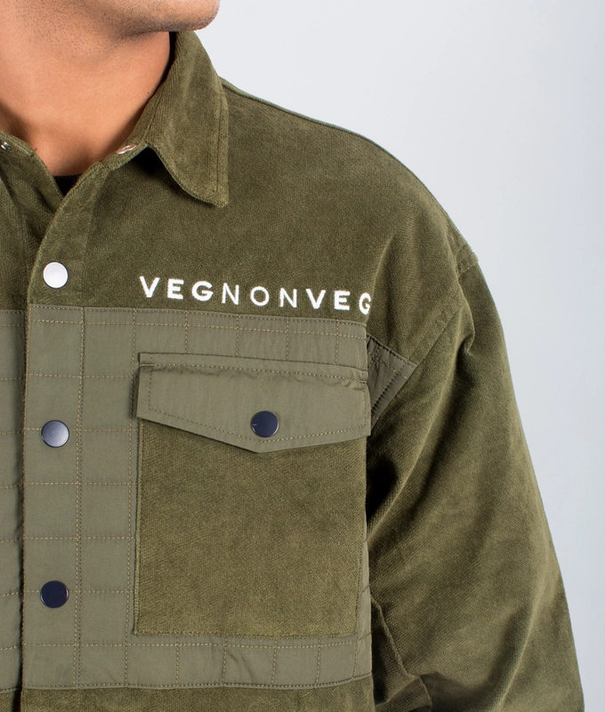 Quilted panel Shacket 'Olive'