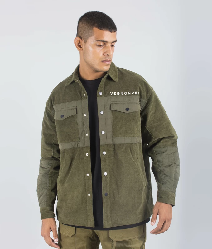 Quilted panel Shacket 'Olive'