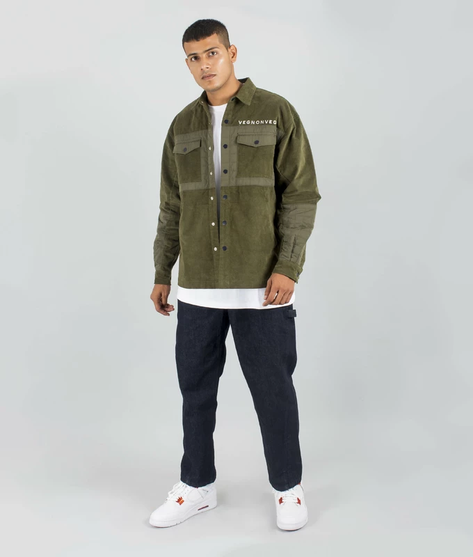 Quilted panel Shacket 'Olive'