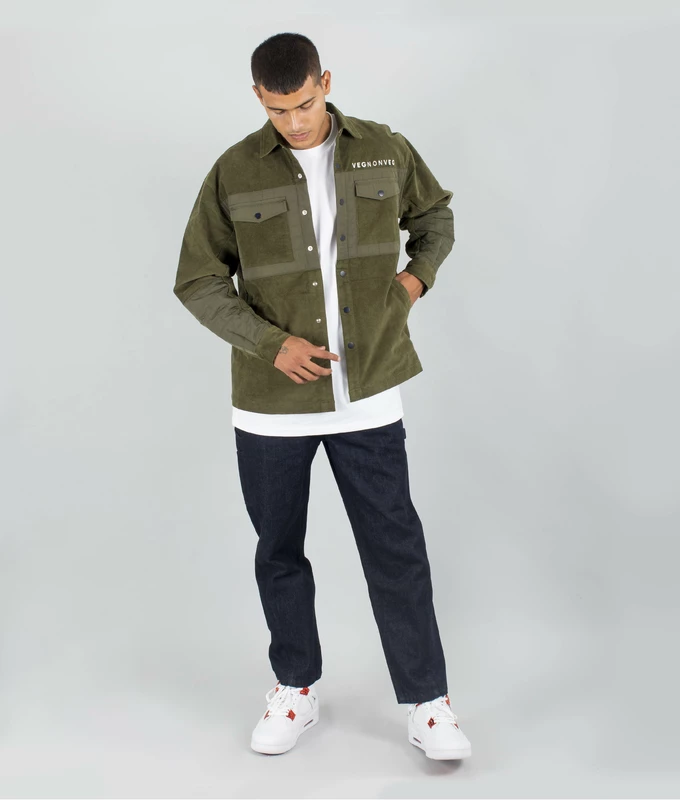 Quilted panel Shacket 'Olive'