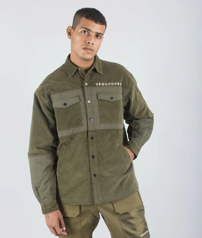 Quilted panel Shacket 'Olive'