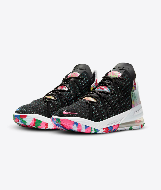 LEBRON XVIII 'BLACK/PINK BLAST-MULTI-COLOR'