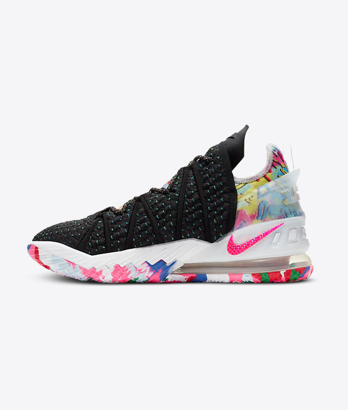 LEBRON XVIII 'BLACK/PINK BLAST-MULTI-COLOR'