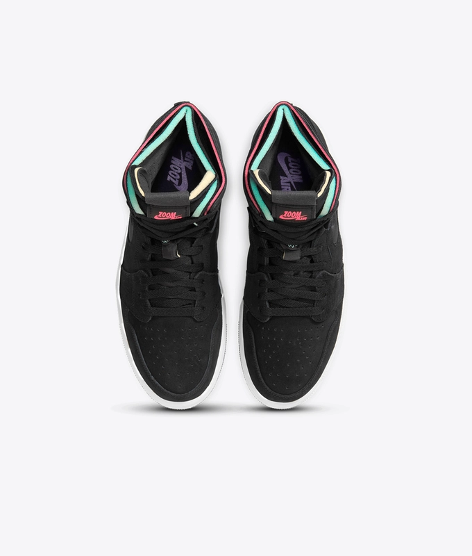 AIR JORDAN 1 ZOOM AIR CMFT 'BLACK/COURT PURPLE-HOT PUNCH-GREEN GLOW'