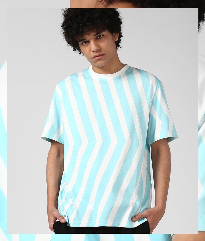 UNISEX PRINTED TEE 'WHITE/BLUE'