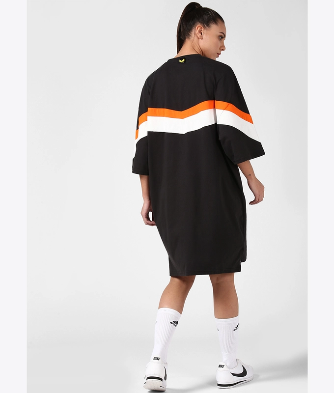 UNISEX TEE DRESS 'BLACK/ORANGE/WHITE'