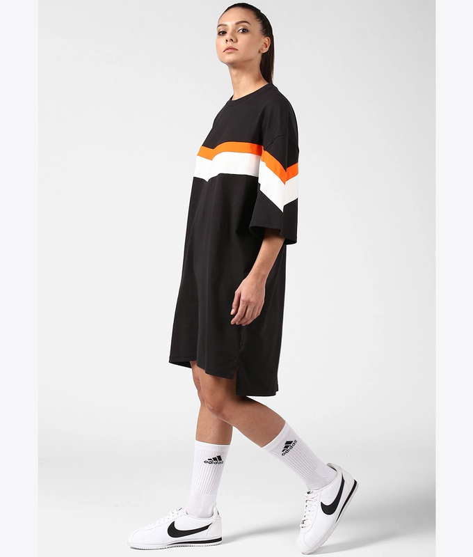UNISEX TEE DRESS 'BLACK/ORANGE/WHITE'