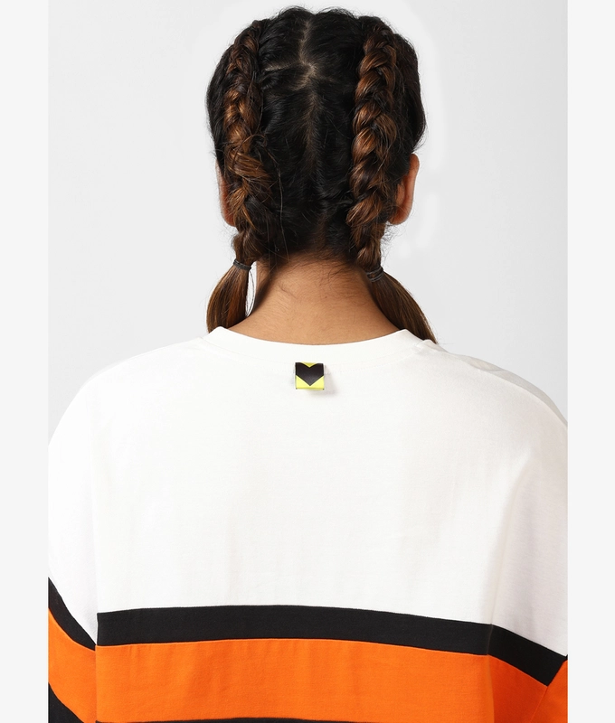 UNISEX GRAPHIC DRESS 'BLACK/ORANGE/WHITE'
