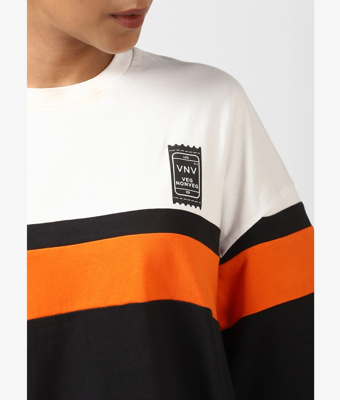 UNISEX GRAPHIC DRESS 'BLACK/ORANGE/WHITE'