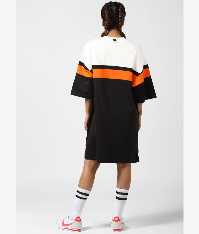 UNISEX GRAPHIC DRESS 'BLACK/ORANGE/WHITE'