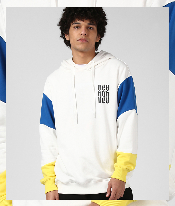 UNISEX CUT  SEW HOODIE 'WHITE/SNORKEL BLUE/YELLOW'