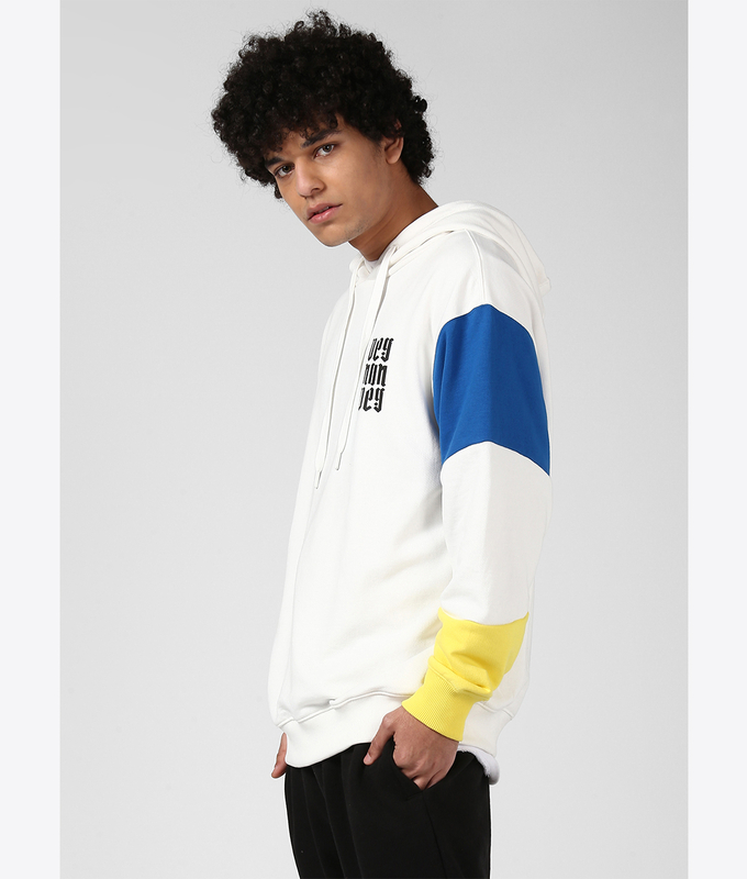 UNISEX CUT  SEW HOODIE 'WHITE/SNORKEL BLUE/YELLOW'