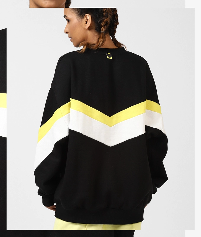 UNISEX CUT AND SEW SWEATSHIRT 'BLACK/YELLOW/WHITE'