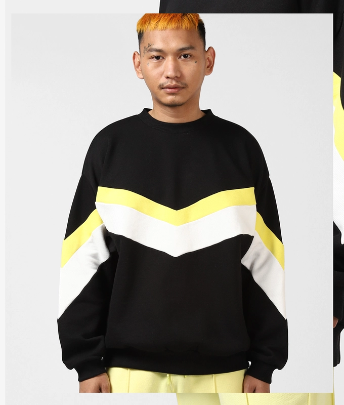 UNISEX CUT AND SEW SWEATSHIRT 'BLACK/YELLOW/WHITE'