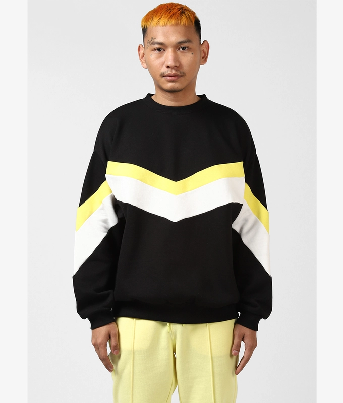 UNISEX CUT AND SEW SWEATSHIRT 'BLACK/YELLOW/WHITE'