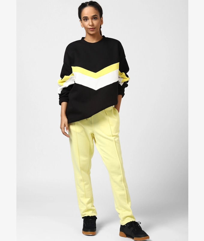 UNISEX CUT AND SEW SWEATSHIRT 'BLACK/YELLOW/WHITE'