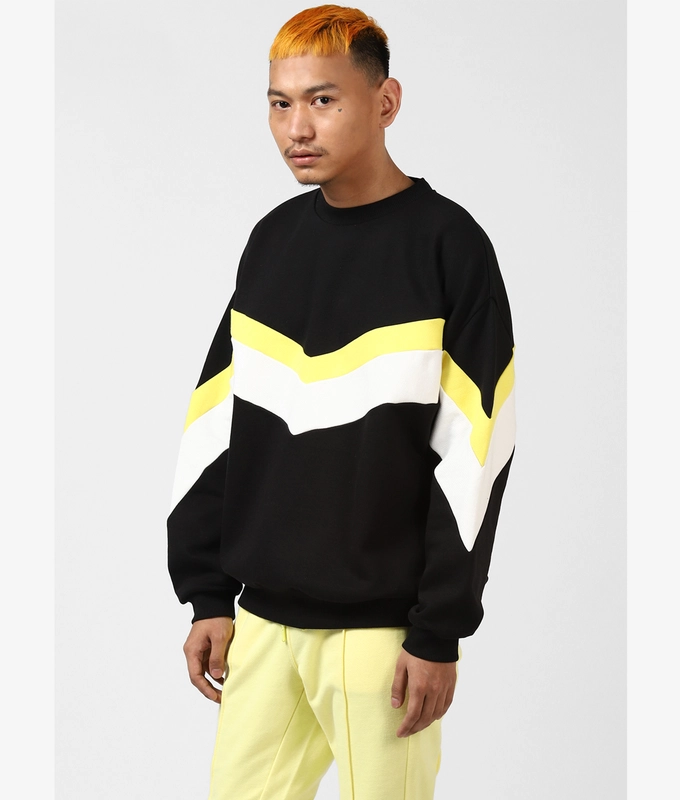 UNISEX CUT AND SEW SWEATSHIRT 'BLACK/YELLOW/WHITE'